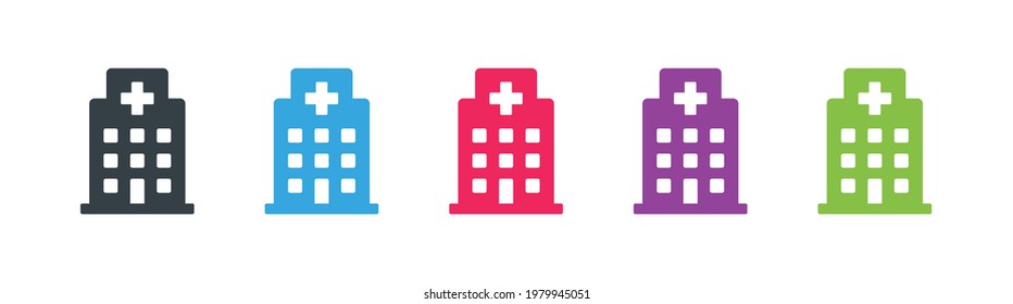 Hospital building icon set. Vector illustration