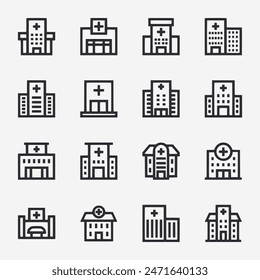 Hospital building icon set vector