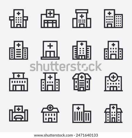 Hospital building icon set vector