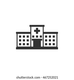 Hospital Building Icon In Single Grey Color. Medical Health Care Patients Doctor Nurse