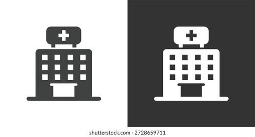 Icono del edificio del hospital. Icono de la serie de glifos sólidos