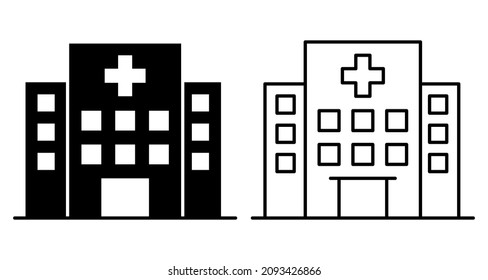 Hospital building icon. Hospital building symbol.  Vector illustration. Eps 10.