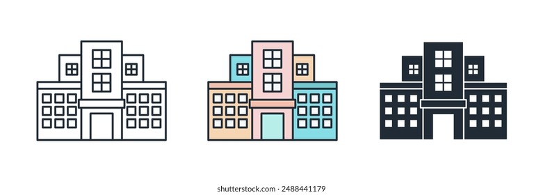 Hospital building Icon symbol vector illustration isolated on white background