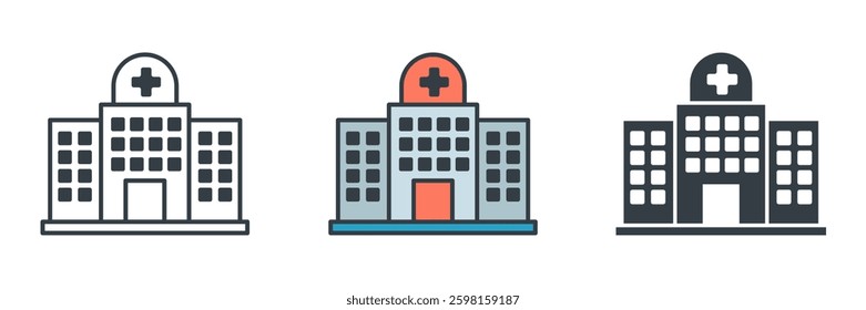 Hospital Building icon symbol vector illustration isolated on white background