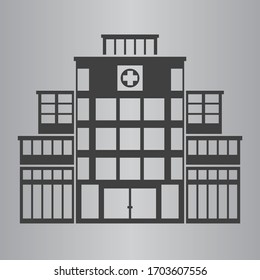 Hospital building icon or symbol. Windows are Isolated. Flat and solid color vector illustration.