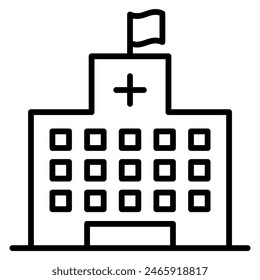 Hospital building icon in thin line style Vector illustration graphic design