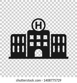 Hospital building icon in transparent style. Infirmary vector illustration on isolated background. Medical ambulance business concept.