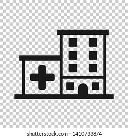 Hospital building icon in transparent style. Infirmary vector illustration on isolated background. Medical ambulance business concept.