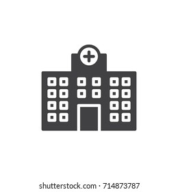 Hospital building icon vector, filled flat sign, solid pictogram isolated on white. Symbol, logo illustration.