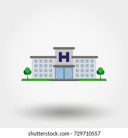 Hospital building. Icon. Vector. Flat.