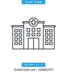 Hospital Building Icon Vector Logo Design Template. Editable Stroke