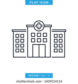 Hospital Building Icon Vector Logo Design Template. Editable Stroke