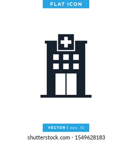 Hospital Building Icon Vector Logo Design Template.