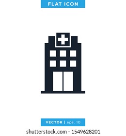 Hospital Building Icon Vector Logo Design Template.