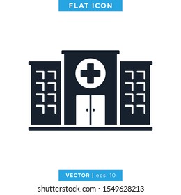 Hospital Building Icon Vector Logo Design Template.