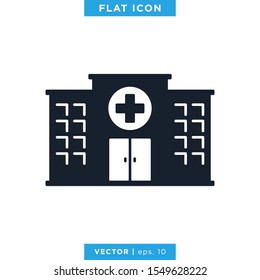 Hospital Building Icon Vector Logo Design Template.