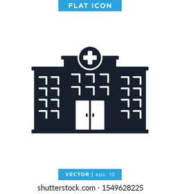 Hospital Building Icon Vector Logo Design Template.