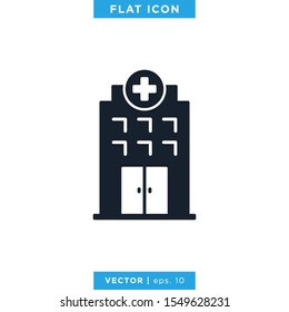 Hospital Building Icon Vector Logo Design Template.