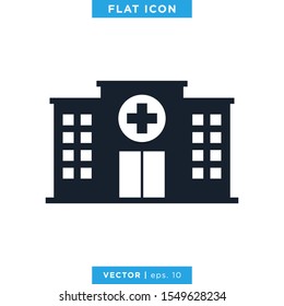 Hospital Building Icon Vector Logo Design Template.