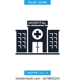 Hospital Building Icon Vector Logo Design Template.