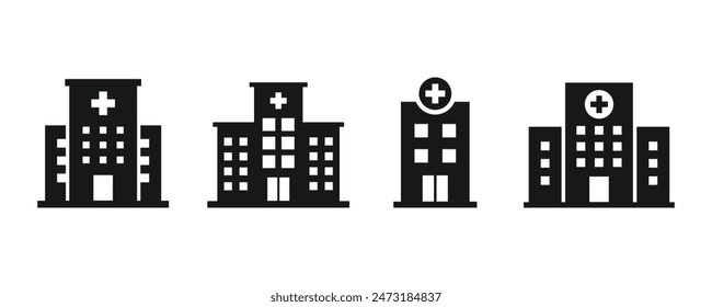 Hospital building icon vector logo. Hospital icon design collection