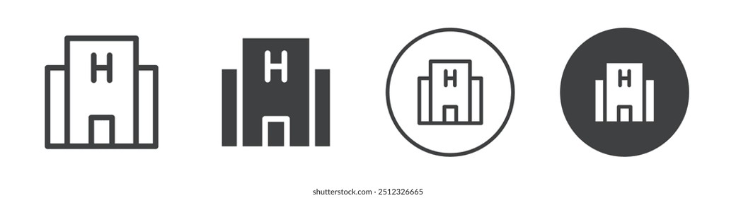Hospital building icon Vector logo outline