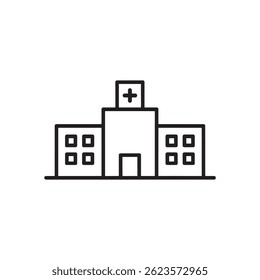 Hospital Building Icon Vector Representing Healthcare, Medical Services, and Treatment Facilities for Digital Artwork Editable Illustration Isolated on a White Background