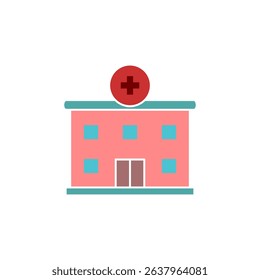 hospital building icon, visual for healthcare facility, clinic, medical, care, pharmaceutical industry, suitable for web design, ui or ux mobile apps, printed materials and presentations