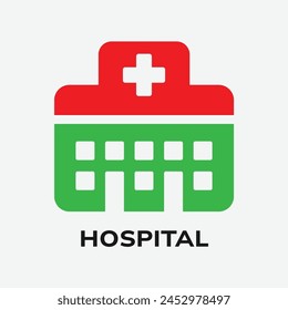 hospital building icon with white background