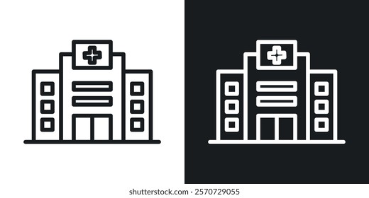 Hospital building icons set vectors on white background.