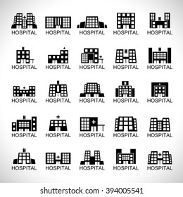 Hospital Building Icons Set-Isolated On Gray Background-Vector Illustration,Graphic Design.For Web,Websites,App,Print,Presentation Templates,Mobile Applications And Promotional Material,Collection