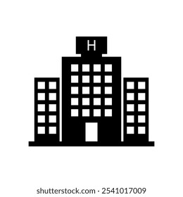 Hospital building illustrated on white background
