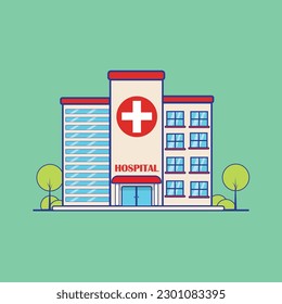 Hospital Building Illustration. Medical clinic vector illustration on isolated background. Medicine sign business concept.