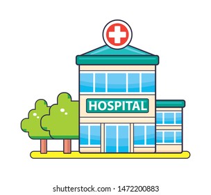 Hospital Building Flat Vector Illustration Hospital Stock Vector ...