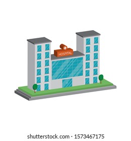 Hospital building isometric. Healthcare concept. Vector illustration.