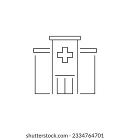 Hospital building line icon for web, mobile app. Vector illustration