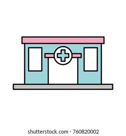 hospital building medical center front view icon