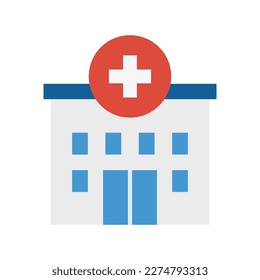 Hospital building, medical icon. Hospital emergency room medical healthcare facility. Vector illustration