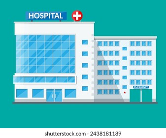 Krankenhaus, medizinische Ikone. In: Healthcare, Hospital and Medical Diagnostics. Dringlichkeits- und Rettungsdienste. Vektor-Illustration im flachen Stil