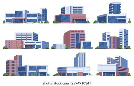 Hospital building. Modern medical centers. Provision of medical assistance. Treatment of patients in comfortable conditions. Vector illustration