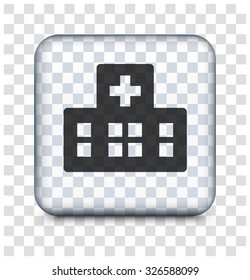 Hospital Building on Transparent Square Button