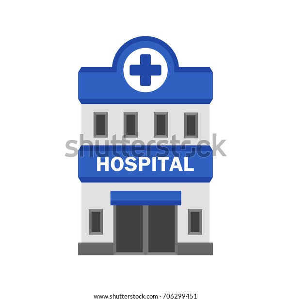 Hospital building on white\
background