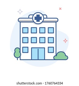 Ilustración de la estructura del hospital. Icono vectorial de clínica médica.