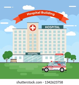 The hospital building is professional medical center, vector illustration Eps 10.