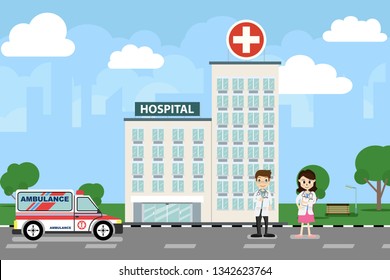 The hospital building is professional medical center, vector illustration Eps 10.