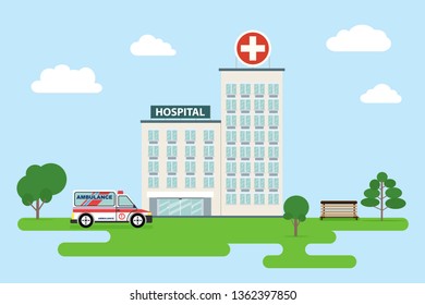 The hospital building is professional medical center, vector illustration Eps 10.