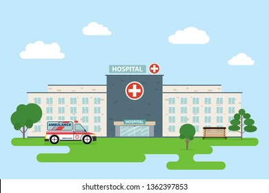 El edificio del hospital es un centro médico profesional, ilustración vectorial Eps 10.