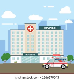 The hospital building is professional medical center, vector illustration Eps 10.