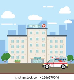 The hospital building is professional medical center, vector illustration Eps 10.