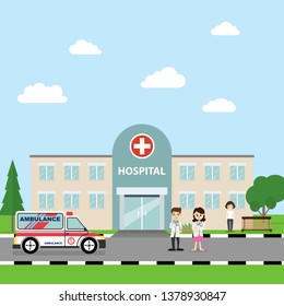 El edificio del hospital es un centro médico profesional, ilustración vectorial Eps 10.